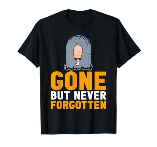 Toe Amputation Gifts Funny Amputee Surgery Apparel - Unisex Adults Black Cotton T-Shirt - Small - V-Neck - Short Sleeve - Funny Toe Amputee Gone But Never Forgotten