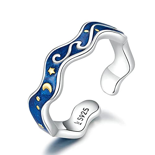 Bague de couple amoureux motif ciel étoilé, le cadeau romantique idéal