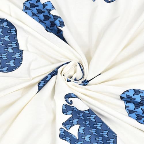 Image of Living Roots Ethnic Jaipur Block Print Double Cotton Bedsheet & 2 Pillow Covers, for Mattress Upto 6 inches Thick, No Colour Bleeding, Blue Colour, King Size 90 * 108 inches, 120TC (615-A)