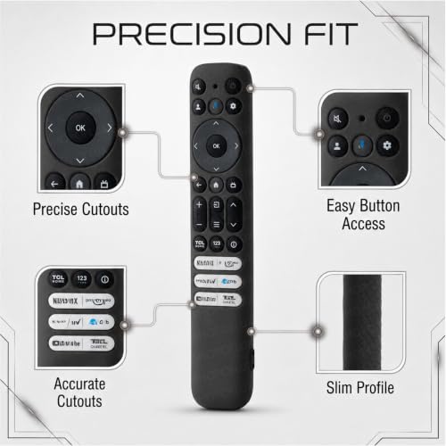 Image of SHOPOFLUX Silicone TV Remote Cover Case Compatible with TCL Tv Remote Protective Cover with Lanyard (Black)