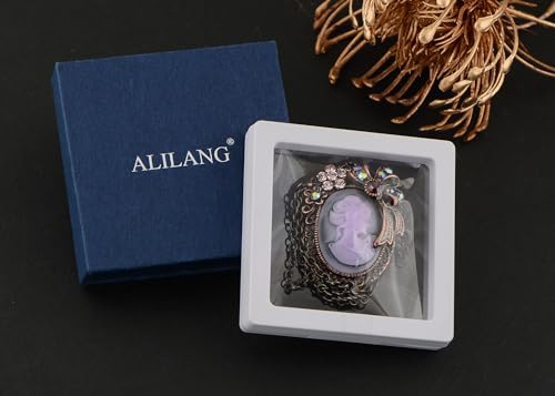 Image of Alilang Vintage Inspired Crystal Rhinestones Victorian Lady Cameo Pendant Necklace Maiden Flower Ribbon Bow Brooch Pin