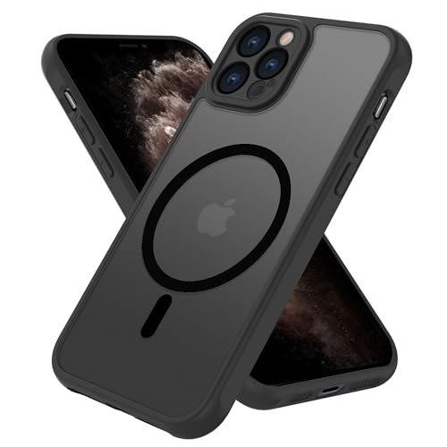 PinLiSheng Magnetic for iPhone 11 Pro Case [Mil-Grade Drop Protection] [Compatible with Magsafe] Shockproof Slim Translucent Matte Protective Phone Case Black