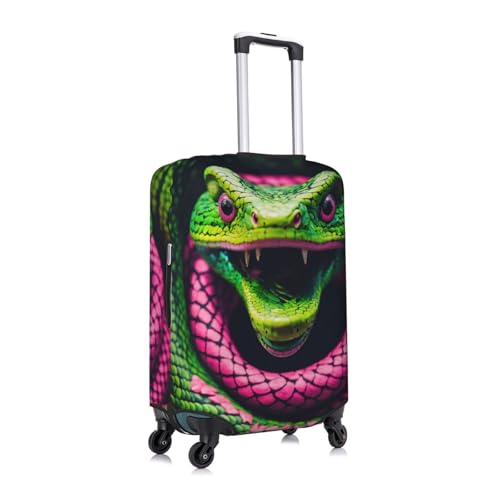 Housse de valise serpent vert blanche taille S pour voyage - 3