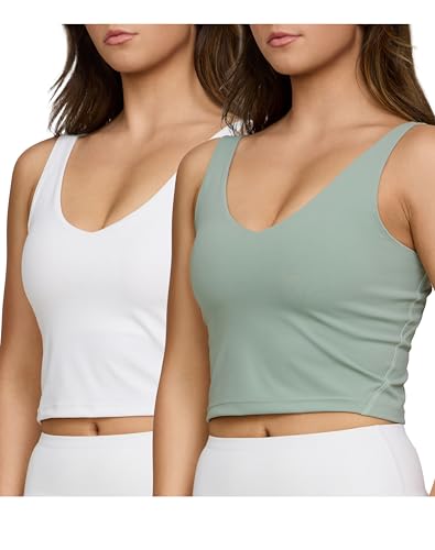 PURE CHAMP 2 Pack Sports Bras for Women High Support No Underwire Longline Workout Tops for Women Tops with Removable Padding (Set 6 Size Medium)