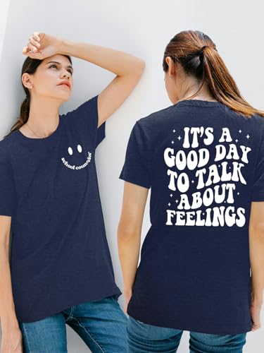 Women's School Counselor Shirt Mental Health Shirts Short Sleeve Mental Health Positive Graphic Tops2