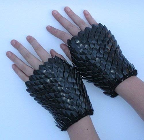 Armor Gauntlets Knitted of Dragonhide Scalemail - Black