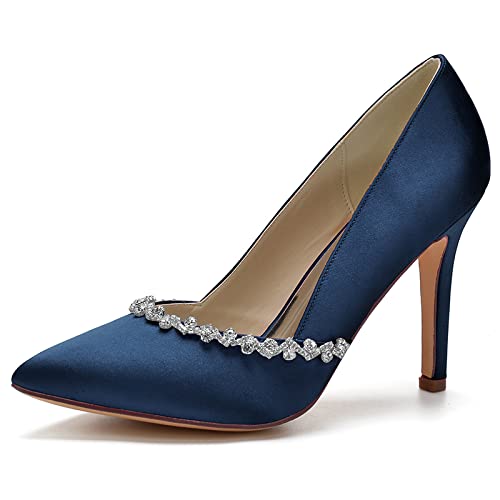 Chaussures de mariage en satin strass femme talon haut soirée habillée