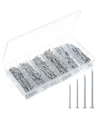 Kit surtido de clavos Mr. Pen, 1200 piezas, 4 tamaños, plata, clavos pequeños para colgar cuadros miniatura 1