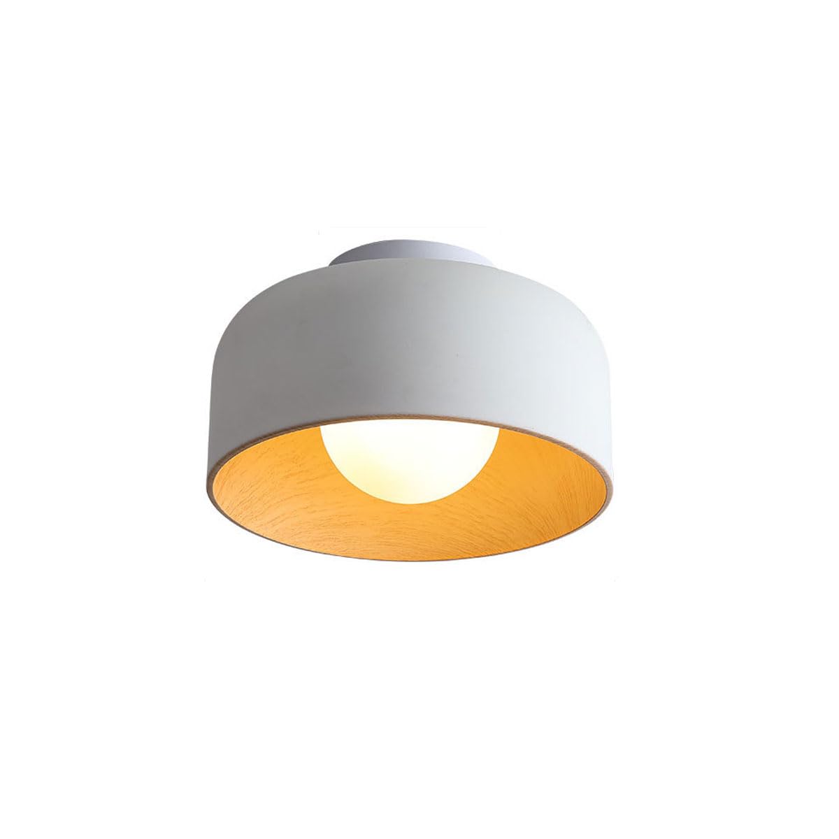 LANTANB White Entrance Foyer Ceiling Lamp Glass Lampshade Flat Lighting Wood-Grain Corridor Ceiling Lights are Suitable for Balconies