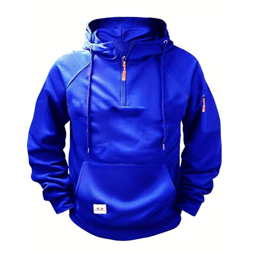 Mens Tactical Hoodie Fleece Cargo Military Quarter Zip Oversized Sweatshirt Workout Winter Pullover with Multi-Pockets2