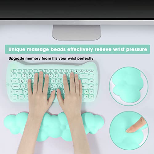 Manbasnake Keyboard Cloud Wrist Rest,Pu High Density Memory Foam With Non-Slip Base For Typing Pain Relief,Ergonomic Keyboard Pad With Wrist Support For Home Office/Computer/Laptop/Gaming/Mac-Green #TOP1