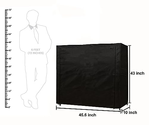 Image of Multi Utility 12 Layer Shelf Collapsible Metal Pipes with Non-Woven 100GSM Fabric Cover for Shoe /Cloth /Toy /Books Rack (Black, Metal)
