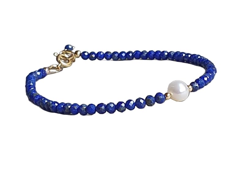 Bracelet en lapis-lazuli 4mm et argent fin, idée cadeau joaillerie minimaliste