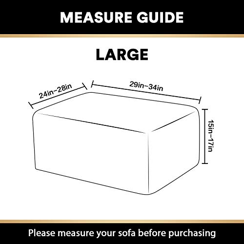 Princedeco Stretch Ottoman Cover Ottoman Slipcovers Rectangle For Living Room Foot Stool Stretch Covers To Fit Ottoman Foot Rest, Thick Checked Jacquard Fabric With Elastic Bottom (Large Size, Grey) #TOP6