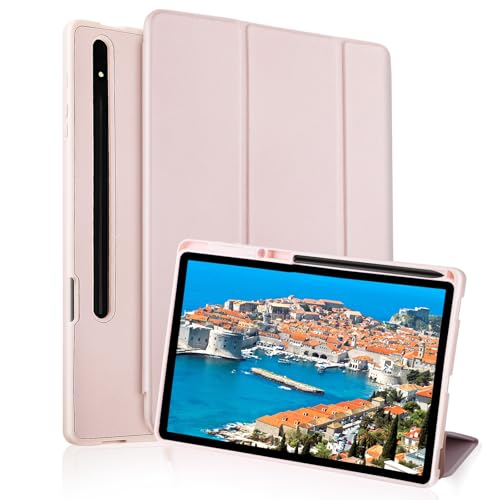 Case for Samsung Galaxy Tab S8 Plus 2022 / S7 FE 2021 / S7 Plus 2020 12.4' Case with S Pen Holder Dual, Slim Folio Stand Protective Tablet Cover, Multi-Angle Viewing Auto Wake/Sleep(Pink)