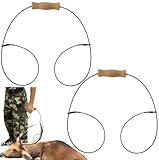 Ajqxh 2PCS Deer Sled,Deer Drag,Versatile Harness,Lightweight Portable Compact No-Cutting Wirerope,Wooden Handle Cinch Gambrel for Transport Prey,Deer Game Dragger,Hunting Gifts,Works with Bucks Does