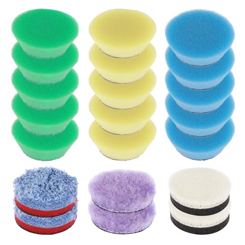 Kit de almohadillas de 21 uds y 1,5 pulgadas en microfibra para pulir y encerar el coche