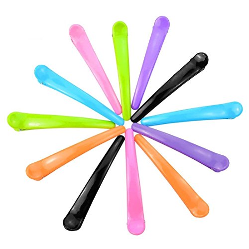 Yookat 12 Pcs 4.5 inch Professional Duck Teeth Bows Hair Clips Multicolor Plastic Duck Bill Hair Clips Hairdressing Salon Hair Grip Crocodile DIY Hairpins Non-slip Styling Claw Hair Barrettes Large