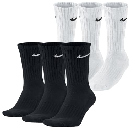Nike Everyday Cushioned - Lot de 6 paires de chaussettes d'entraînement d’équipe - Mi-mollets - Pour homme, Noir , 46-50