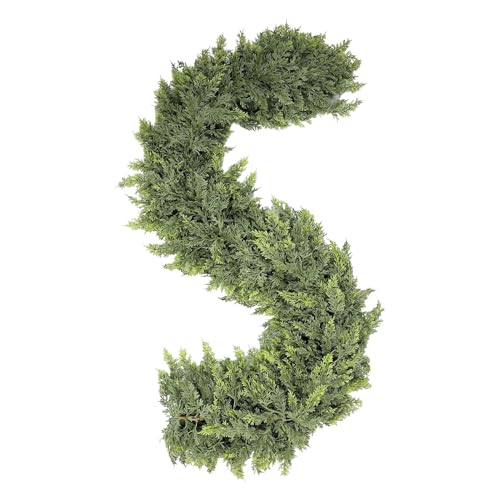 Fenayuu Guirnalda de Hojas de Ciprés Navideño | De Follaje Artificial para Guirnaldas - Reutilizable para Fiestas De Invierno En Chimenea Barandillas Puerta Pared Interior Exterior