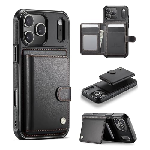 Étui iPhone 16e noir portefeuille magnétique en cuir et silicone rigide