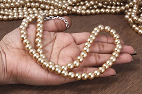 Image of JFL Combo Imitation 6mm Round Pearl Necklace Set Moti Mala Pearl Set With Earrings,Bracelet Handcrafted Jewellery for Less