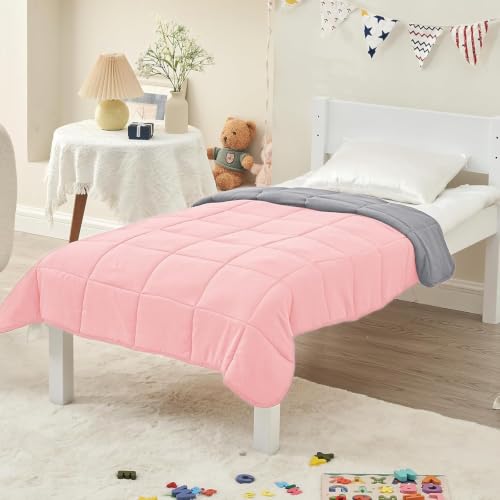 Image of yescool Weighted Throw Blanket 5lbs, 36 inch x 48 inch, Pink Grey