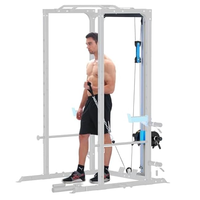 Power Cage, Multi-Functional Power Rack with J-Hooks, Dip Handles, Landmine Attachment and Optional Cable Pulley System for Home Gym