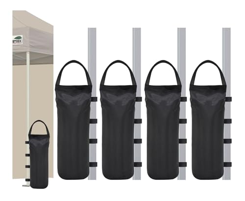Eurmax USA 125LBS 4-Pack Universal Canopy Weights, Secure Wind Protection to Prevent Tipping, Easy Wrap-Around Installation Heavy Duty Sandbags (Without Sand), Fits All Instant Shelter Legs,Black