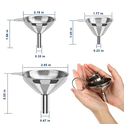 Funnel, 3Pcs Small Funnels For Filling Bottles, Kitchen Funnels For Filling Bottles, Food Grade Metal Funnels For Kitchen Use, Stainless Steel Funnel For Essential Oil Spices Liquid #TOP4