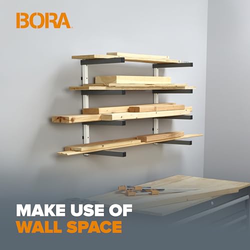 Bora 4-Level Lumber Storage Rack Wood and Garage Organization Space Saving Metal Shelf for Pipes, Boards, Plywood, and Building Materials - PBR-0420 White Gray by BORA - Image 5
