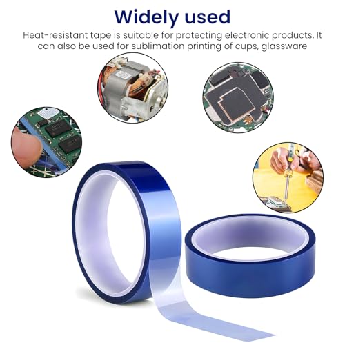 ONEBOOM 2 Rollen Hitzebeständiges Klebeband,20mm*33m Kapton Tape,hochtemperaturbeständig Klebeband Hitzebeständig,für HVAC,Trocknerentlüftungsschlauch,Abgasrohre,Metallreparatur-Farbe Blau