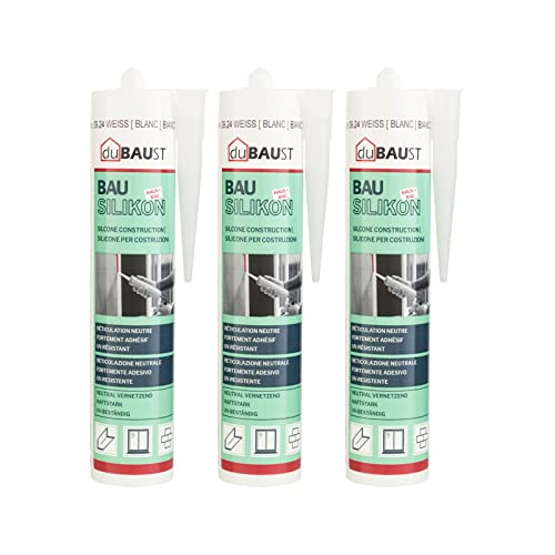 3x dubaust BAS24 Bausilikon Fenstersilikon Neutralsilikon Innen/Aussenbereich witterungsbeständig hochelastisch 310ml Kartusche (transparent)