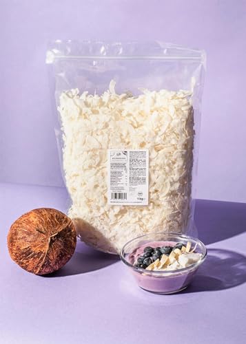 KoRo - Bio Kokoschips ohne Zuckerzusatz 1 kg - 100 % Kokosnuss - Snack & Topping - Ungesüßt