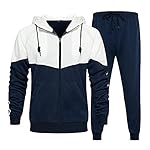 MANTORS Men's Hooded Athletic Tracksuit Casual 2 Pieces Suits Color Block Hoodies and Sweatpants Set