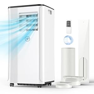 Klimaanlage Mobil 9000BTU, Mobile Klimaanlage 4-in-1 Tragbare Klimagerät, Luftentfeuchter, Klimaanlage mit Abluftschlauch Digitalanzeige & Fernbedienung, Kühlfläche bis zu 88 m³(33㎡)