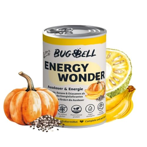 BugBell 400g Nassfutter, Pflanzlich & Vollwertig, Purinarm , Napferlebnis mit Jackfrucht, für aktive Hunde, Banane & Chia & L-Carnitin als Energielieferanten, hergestellt in DE