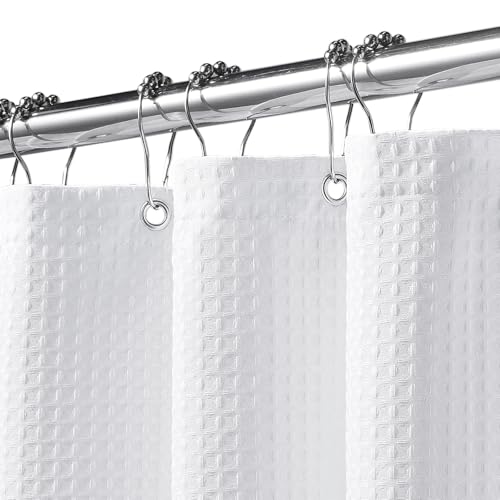 Rideau de douche gaufré blanc 92x183 cm avec crochets inox