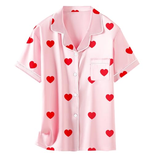 Image of Girls & Womens Satin Pajamas Set, Silk Button-Down Sleepwear 2 Piece Nightwear, 3 Years - Women XXL