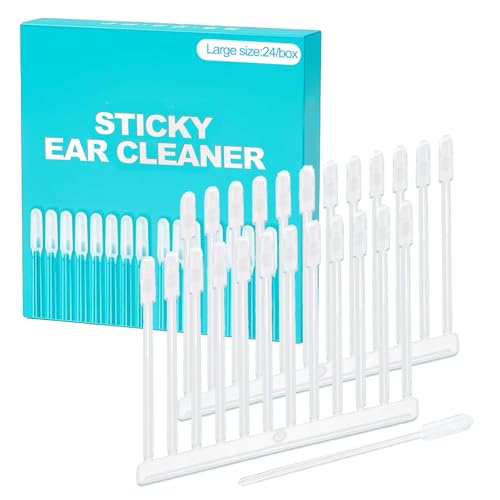 24 Pcs Sticky Cotton swabs Professional Ear Cleaner Set Earwax Removal Tool Sticky Ear Cleaning Buds Reusable Ear Wax Removal Dry Ear Cleaning Kit Sticky Ear Cleaning Sticks for Adults Daily Use