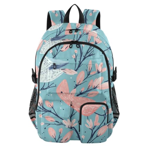 Mochila escolar de pájaros turquesa que protege tu portátil grande de 17.5 pulgadas