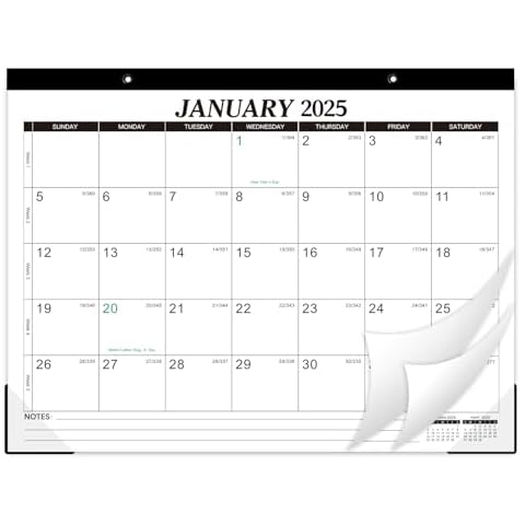 2025 Desk Calendar - 12 Monthly Desk Calendar 2025, JAN.2025 - DEC.2025, 14.6" x 11.5", Desk/Wall Calendar 2-in-1, Thick Paper with Corner Protectors, Hanging Holes, Large Daily Blocks Cover