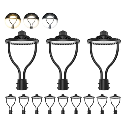 12 Pack LED Post Top Light 150W 120W 90W Adjustable, ETL Listed 22500LM 3000K 4000K 5000K Selectable Outdoor Pole Lights with Photocell, IP65 Waterproof Light Fixture for Garden Yard AC100-277V