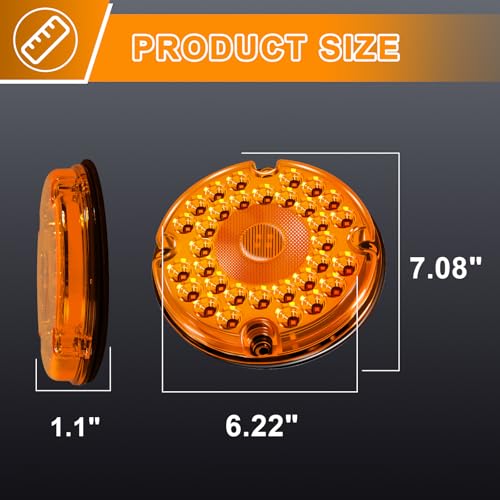 Image of 7 inch Round Transit Trailer Tail Lights Amber 36 LED 7 Inch Bus Turn Signal Parking Lights Waterproof for Truck Trailer Taillight RV UTV with Gasket 10-30V, 2Pcs
