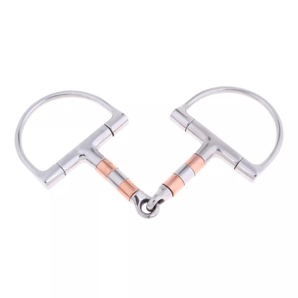 Mors Cheval Bouche 4.5 Embout Snaffle Cheval Acier Inox Cuivre - Taille 4,5 - Fils Torsadés - Anneau En D Mors Cheval Acier Inox Cuivre