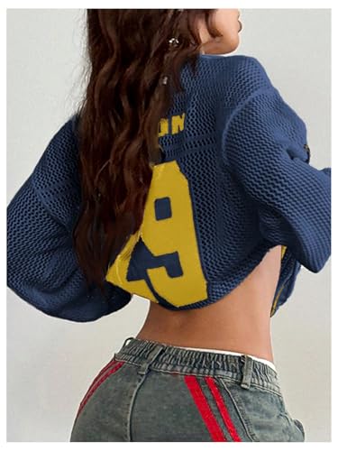 Image of Verdusa Women's Y2k Crochet Tops Jersey Shirts Graphic Going Out Summer Outfits Oversized Streetwear