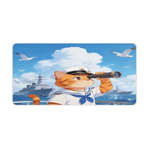 Cat Navy Desk Pad impermeable grande para oficina