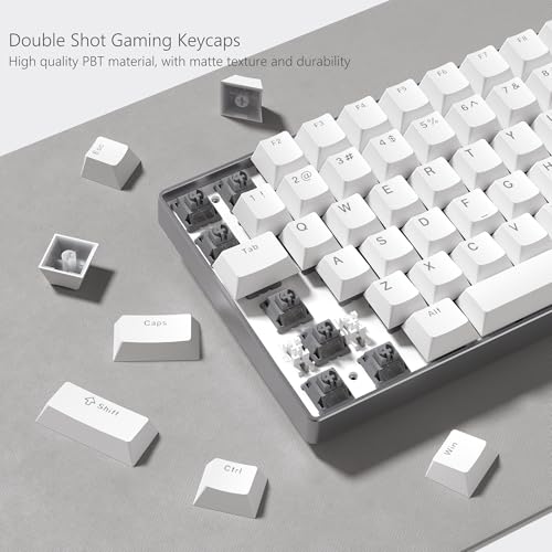 Image of Womier White Keycaps for Mechanical Keyboard, Shine Through Key caps | PBT Custom Keycap Doubleshot, Universal Compatiability for 60 75 100 Percent Cherry Gateron MX Switches Keyboard, White