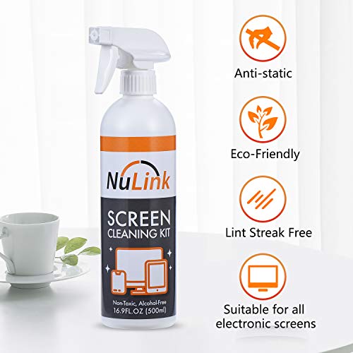 Screen Cleaner Spray, NuLink TV Screen Cleaner Liquid, Microfiber Cloth for Computer, iPad, Laptop, Glass, Electronics Cleaner Spray - Thumbnail 6