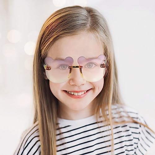 Amosfun Bear Shaped Sunglasses 3pcs Bear Eyeglasses Bear Funny Sunglasses Props Birthday Sunglasses Decoration Party Sunglasses Girls Flower Glasses3
